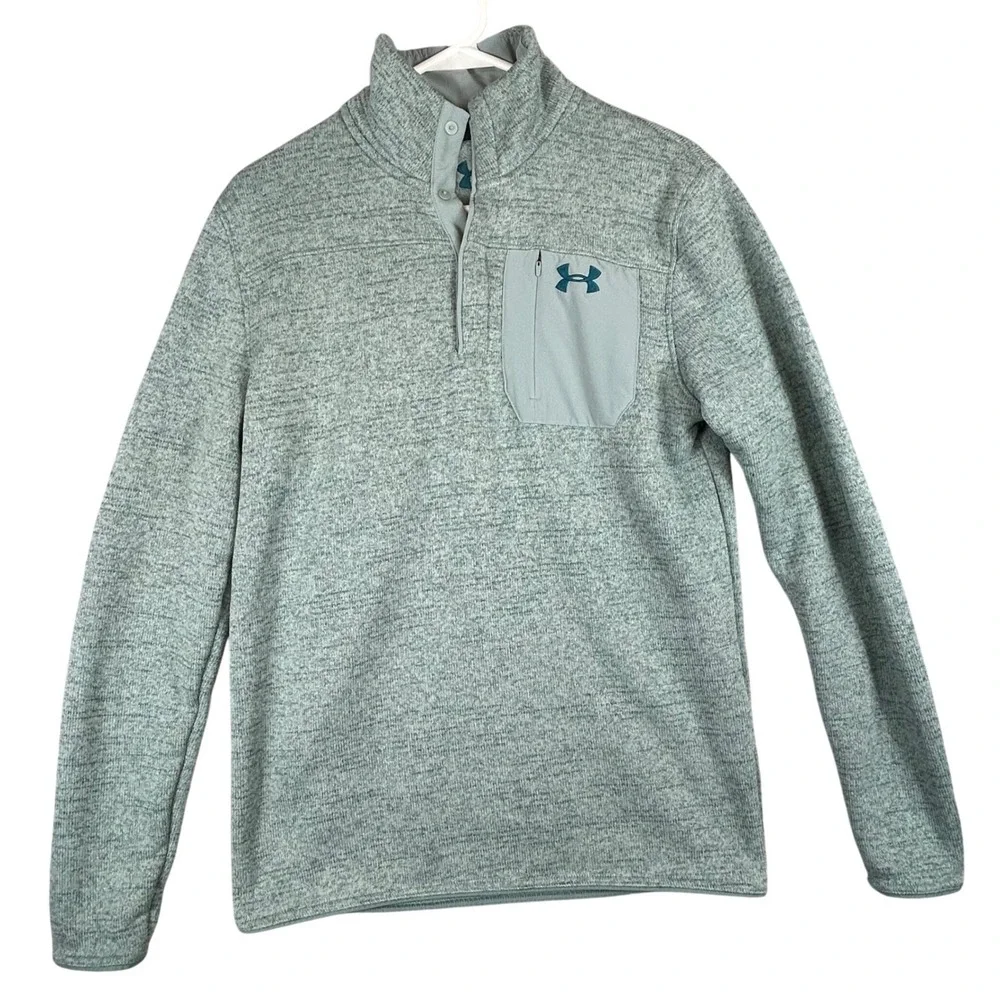 Under Armour Men's Speckled Fleece Quarter Zip Pullover Sweater Seafoam ‎ Size S